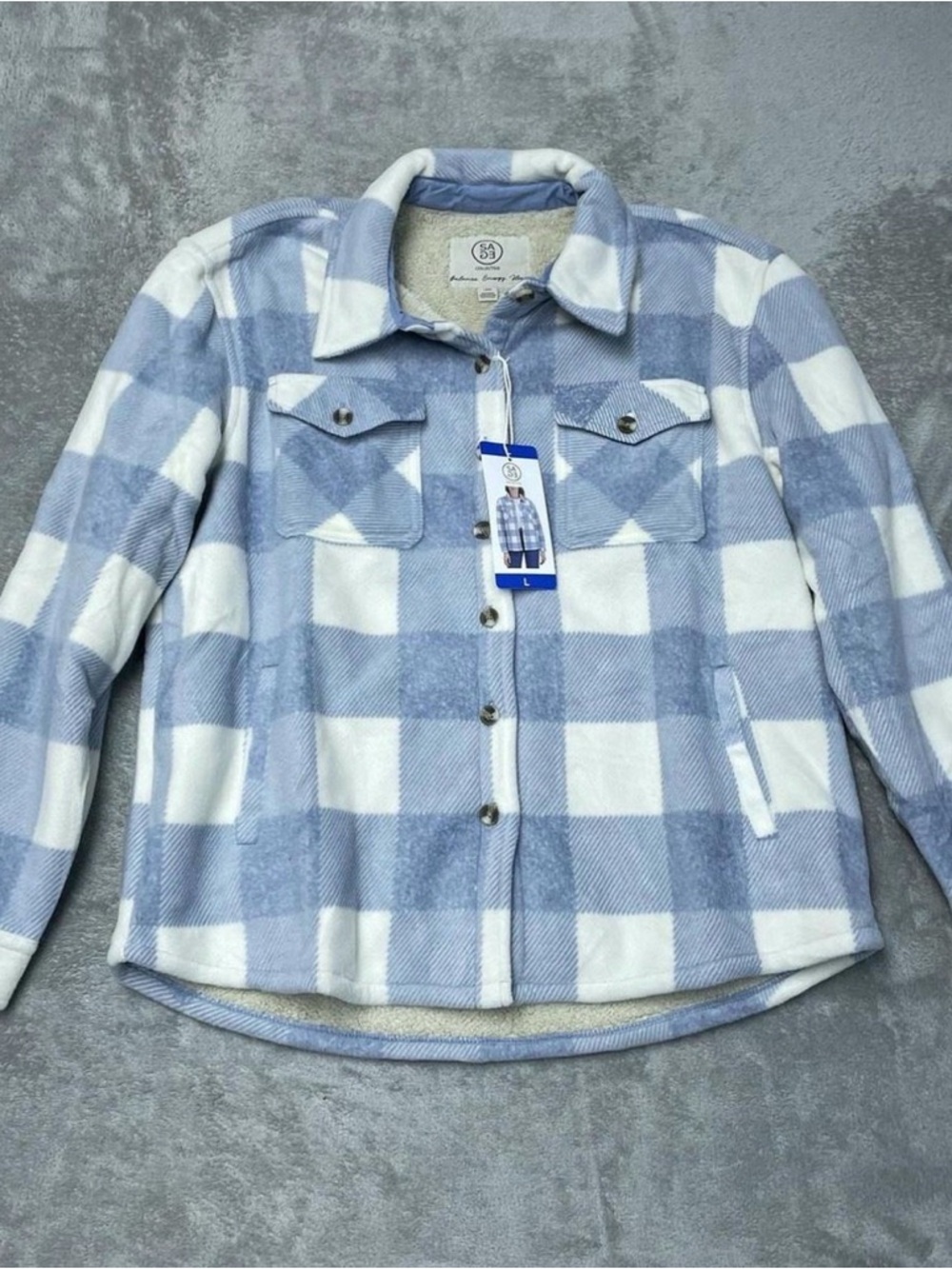 Cozy Blue & White Plaid Shacket Jacket
